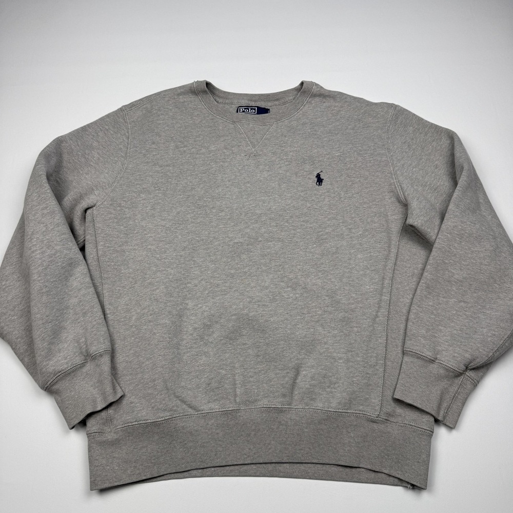 Polo Ralph Lauren Sweatshirt Mens Large Gray Fleece Crewneck Pullover Top